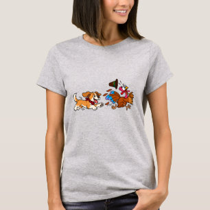 Lustiger Hund jagt Truthahn Thanksgiving Hunde Lie T-Shirt