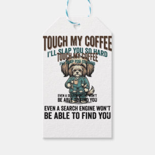 Lustiger Hund Kaffee Warnung Vintage Gravur Design Geschenkanhänger