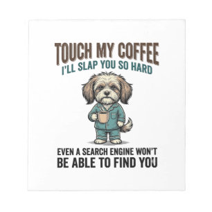 Lustiger Hund Kaffee Warnung Vintage Gravur Design Notizblock