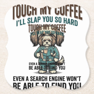 Lustiger Hund Kaffee Warnung Vintage Gravur Design Untersetzer