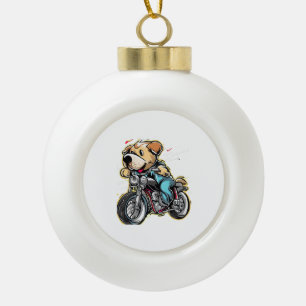 lustiger Hund Keramik Kugel-Ornament