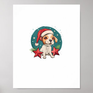 Lustiger Hund mit Weihnachtssternen für die Festta Poster