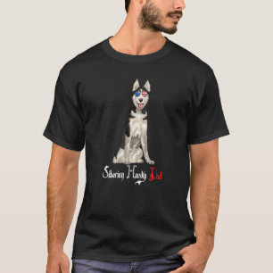 Lustiger Hund Papa Welpe Vater Siberian Husky T-Shirt