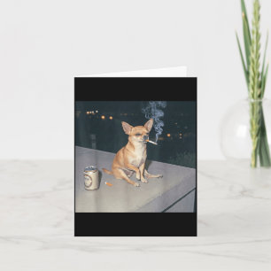 Lustiger Hund raucht Chihuahua-Meme-Zigarette Bier Karte