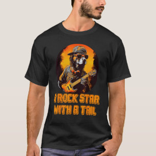 Lustiger Hund Rockband mit Gitarren und Rock'n Rol T-Shirt