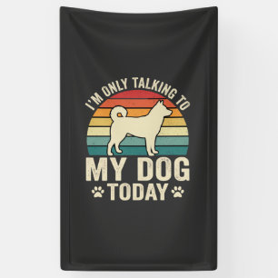 Lustiger Hund spricht Retro-Sonnenuntergang Banner