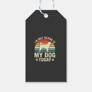 Lustiger Hund spricht Retro-Sonnenuntergang Geschenkanhänger