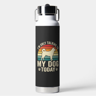 Lustiger Hund spricht Retro-Sonnenuntergang Trinkflasche