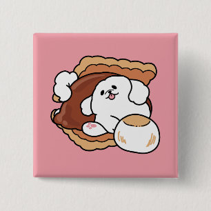Lustiger Hund und S'more-Design – Kawaii-Haustierl Button