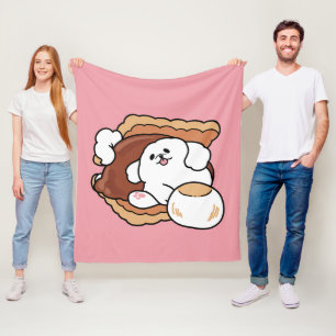 Lustiger Hund und S'more-Design – Kawaii-Haustierl Fleecedecke