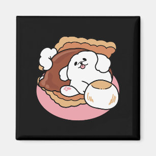 Lustiger Hund und S'more-Design – Kawaii-Haustierl Magnet