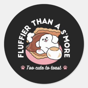 Lustiger Hund und S'more-Design – Kawaii-Haustierl Runder Aufkleber