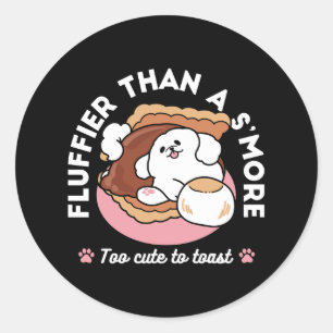 Lustiger Hund und S'more-Design – Kawaii-Haustierl Runder Aufkleber