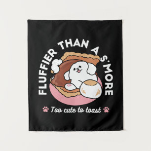 Lustiger Hund und S'more-Design – Kawaii-Haustierl Wandteppich