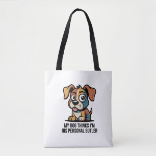 Lustiger Hunde-Butler-Cartoon-Zitat Tasche