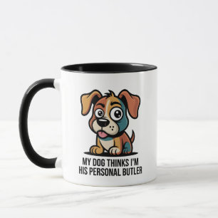 Lustiger Hunde-Butler-Cartoon-Zitat Tasse