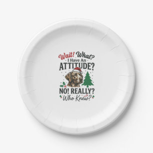 Lustiger Hunde-Charakter Weihnachts-Vektor-Design_ Pappteller