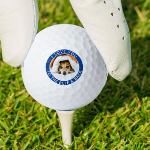 Lustiger Hunde-Foto Blau und Weiße Golfbälle