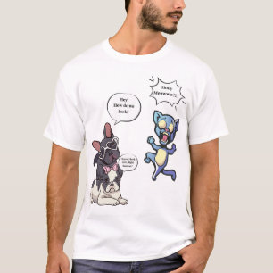 Lustiger Hunde- und Katzen-Cartoon – Süße Französi T-Shirt