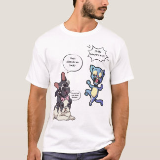Lustiger Hunde- und Katzen-Cartoon – Süße Französi T-Shirt