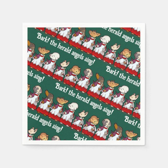 Lustiger Hundechor Bellt! Weihnachtslied Wortspiel Serviette (Vorderseite)