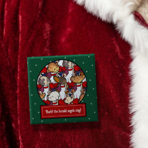 Lustiger Hundechor Weihnachtslied Mops Wortspiel C Button