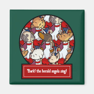 Lustiger Hundechor Weihnachtslied Mops Wortspiel C Magnet