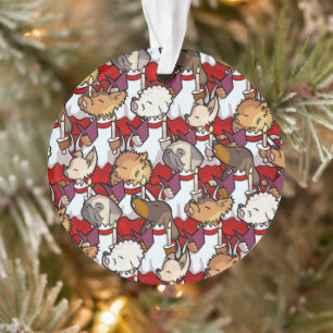 Lustiger Hundechor Weihnachtslied Sänger Cartoon Ornament