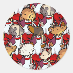 Lustiger Hundechor Weihnachtslied Sänger Cartoon Runder Aufkleber