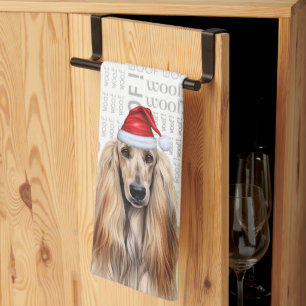 Lustiger Hundeliebhaber-Feiertags-Afghan-Hound-Wei Geschirrtuch
