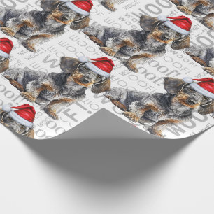Lustiger Hundeliebhaber Wirehair-Dachshund in eine Geschenkpapier