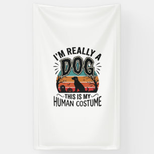 Lustiger Hundemensch Kostüm Halloween Vintage Hund Banner