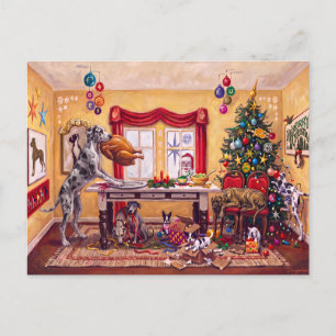 Lustiger Hundetisch Weihnachtsgruß Feiertagspostkarte