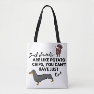 Lustiger Hundezitat: Dachshunde und Kartoffelchips Tasche