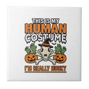 Lustiger Husky-Menschen-Kostüm Halloween-Hunde-Shi Fliese