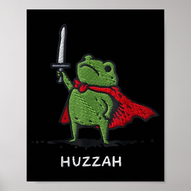 Lustiger Huzzah-Frosch-Ritter-Schwert-Meme Poster (Vorne)