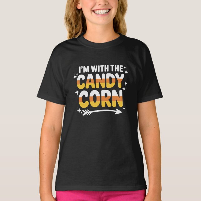 Lustiger Ich Bin Nur Hier Für Candy Corn Tee (Vorderseite)
