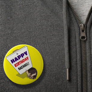 Lustiger Igel Fügen Sie den Namen Happy Birthday C Button