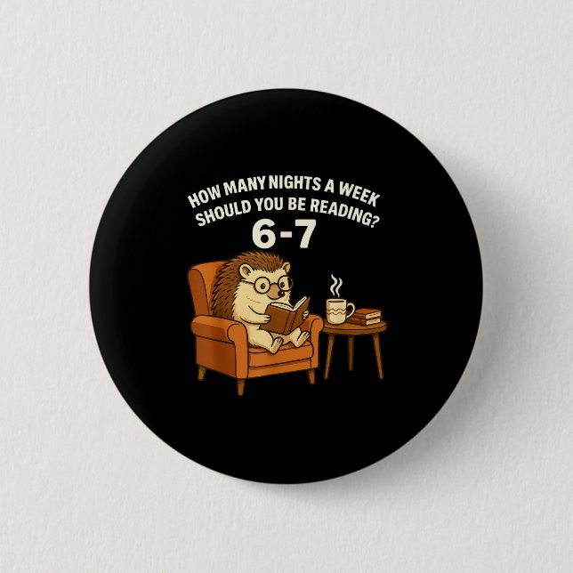 Lustiger Igel liest Buch 67 Sechs Sieben Meme  Button (Vorderseite)