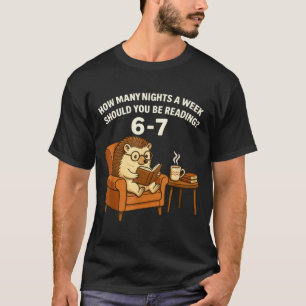Lustiger Igel liest Buch 67 Sechs Sieben Meme T-Shirt