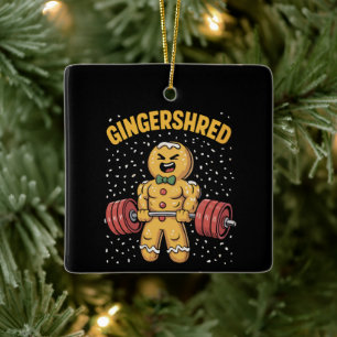Lustiger Ingwer-Mann im Fitnessstudio Bodybuilding Keramikornament