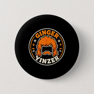 Lustiger Ingwer Yinzer-Mullet-Schnurrbart Fußball Button