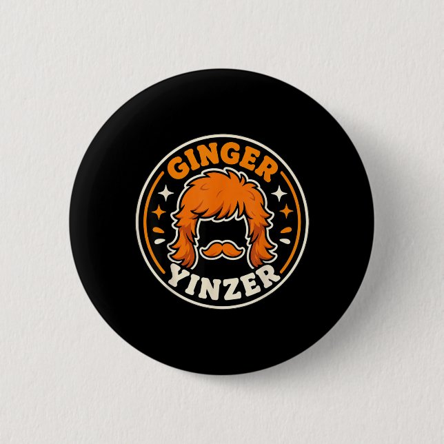 Lustiger Ingwer Yinzer-Mullet-Schnurrbart Fußball  Button (Vorderseite)