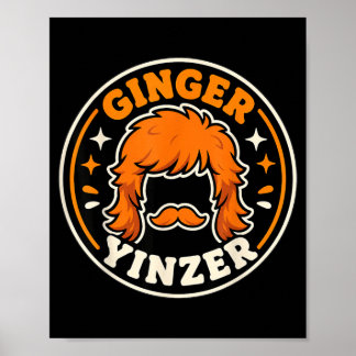 Lustiger Ingwer Yinzer-Mullet-Schnurrbart-Fußball- Poster