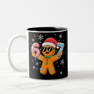 Lustiger Ingwerbrot Sechs Sieben 67 Eiscreme-Tropf Zweifarbige Tasse
