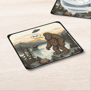 Lustiger Introvert Bigfoot Sasquatch Loch Ness Ret Rechteckiger Pappuntersetzer