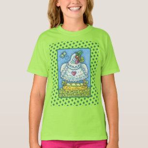LUSTIGER IRLÄNDISCHER HAHN, EIER UND KLEEBLÄTTER S T-Shirt