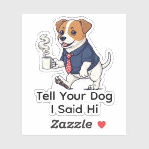 Lustiger Jack Russell Terrier Geschäftsanzug Kaffe Aufkleber