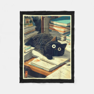 Lustiger japanischer Katzenlehrer Schüler Schule l Fleecedecke