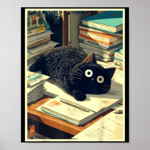 Lustiger japanischer Katzenlehrer Schüler Schule l Poster